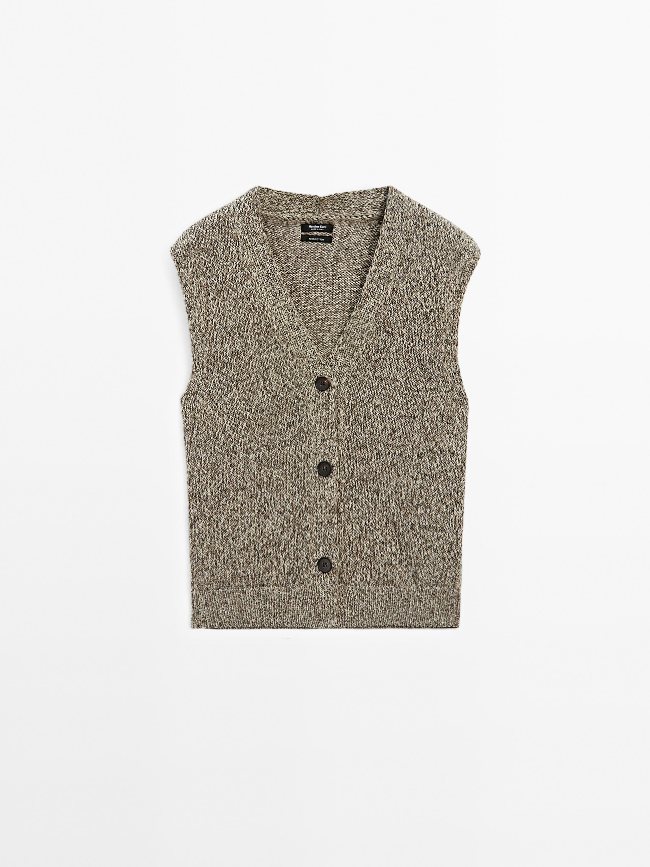 Veste sans manches en maille moulinée à col V